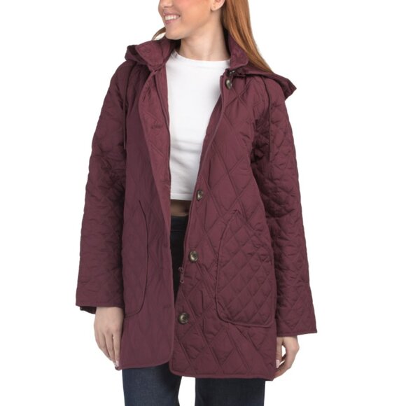 BERNARDO Lacquer Hooded Quilted Liner Coat - Picture 1 of 2